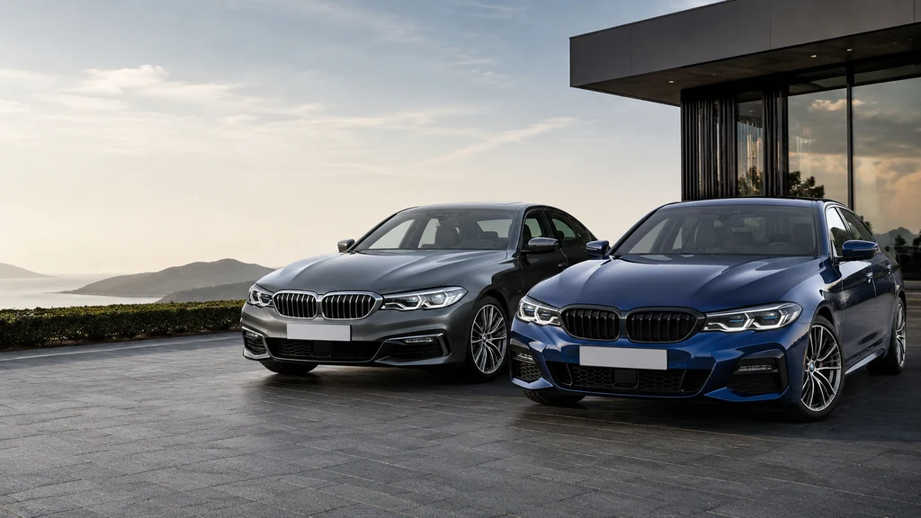 BMW 3er und 5er auf Terrasse mit Panoramablick
